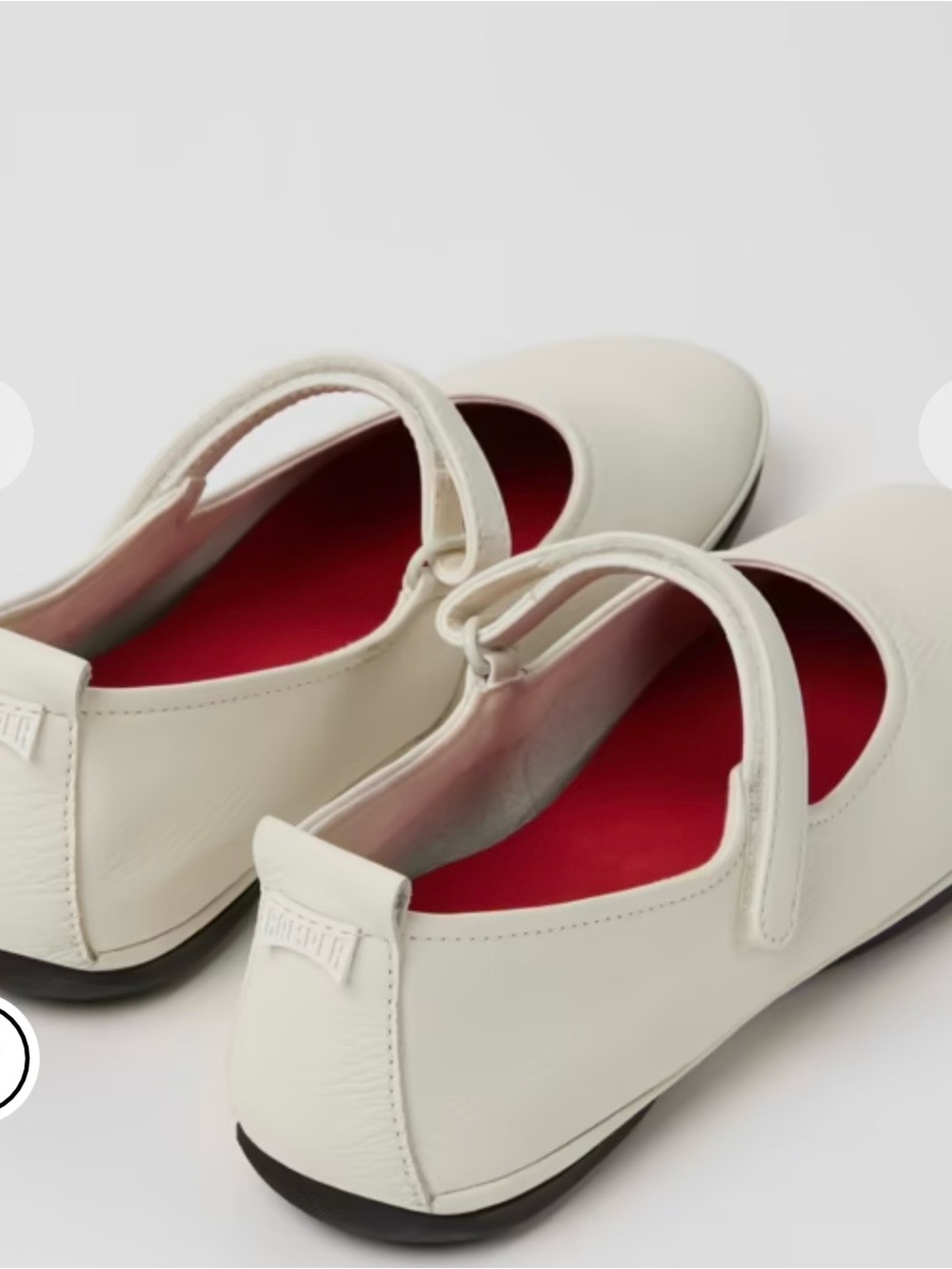 Camper Girls Cream Mary Jane Flats with red Insole - Picture 4 of 16